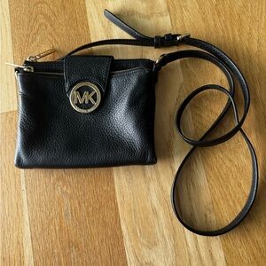 Michael Kors Black Crossbody Bag with Gold Logo